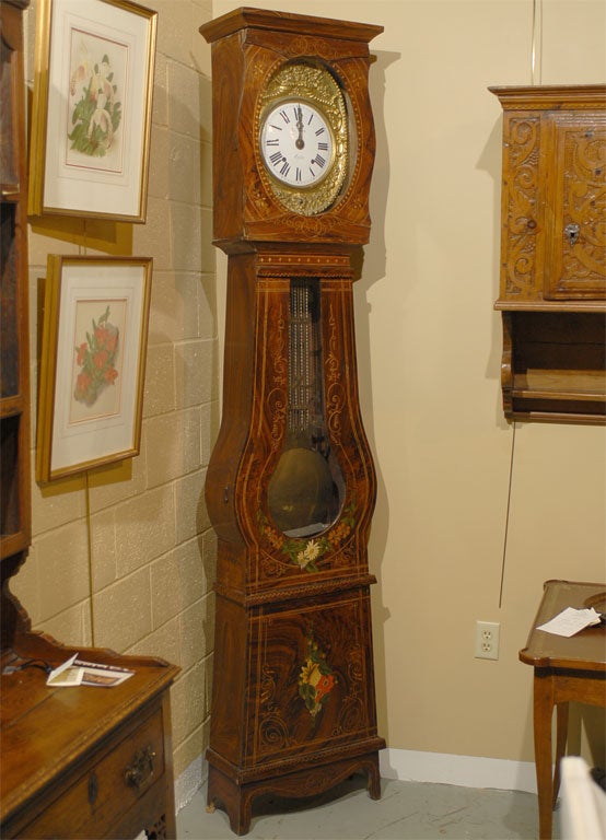 Restauration Period Painted Longcase Clock, France c. 1830