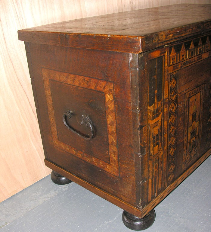 A very fine 16th c. profusely inlaid oak intarsia or 