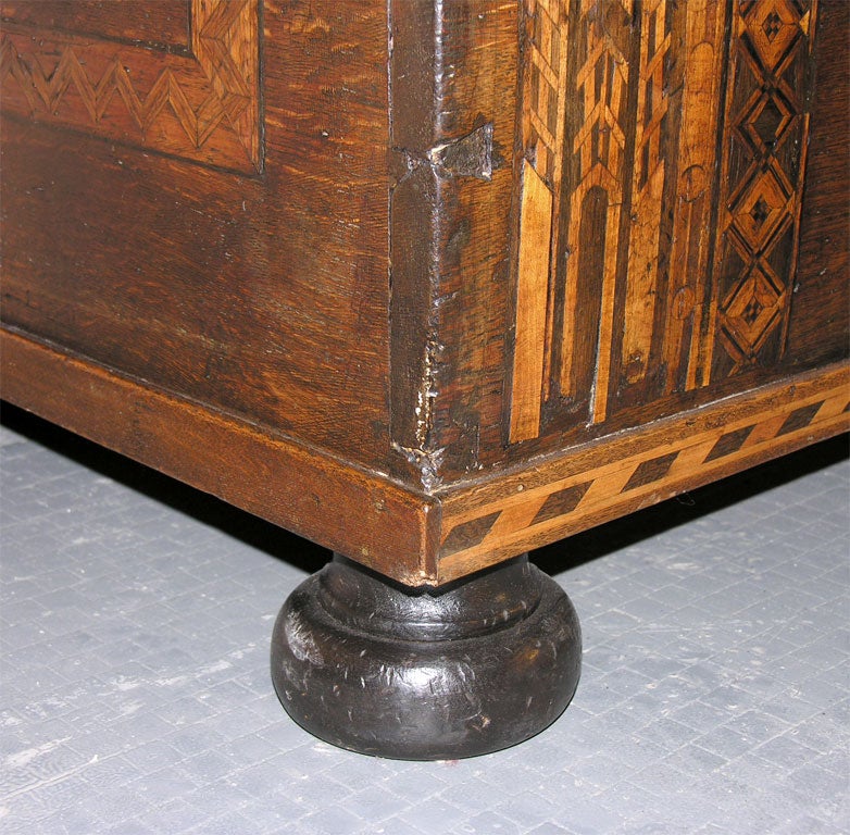 Oak Very Fine 16th c. Tudor Inlaid Nonsuch Chest