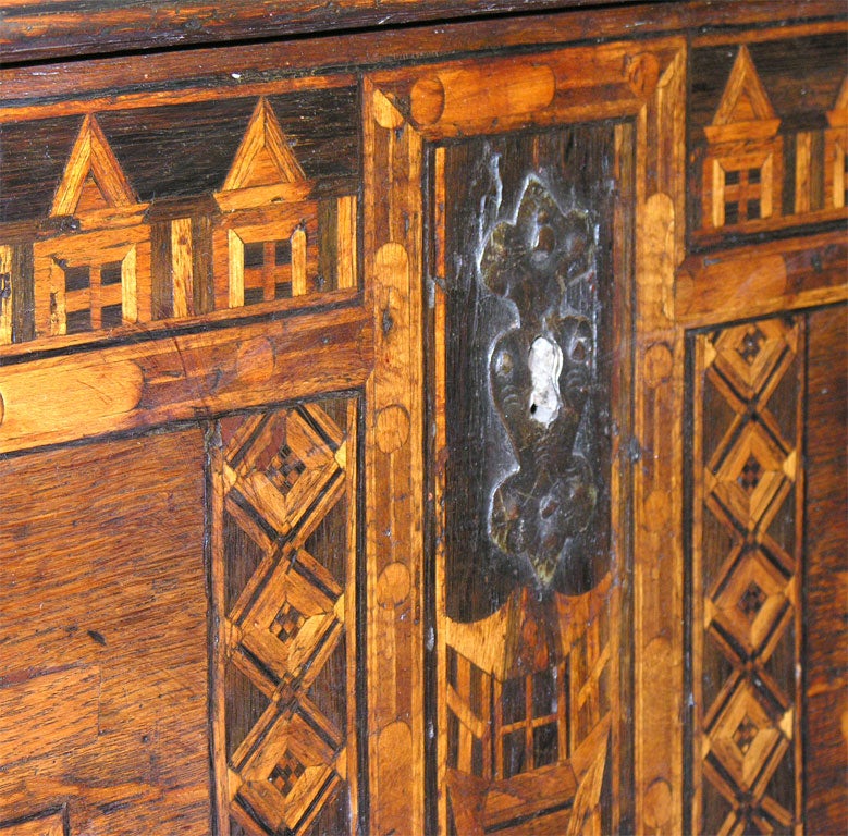 Very Fine 16th c. Tudor Inlaid Nonsuch Chest 2