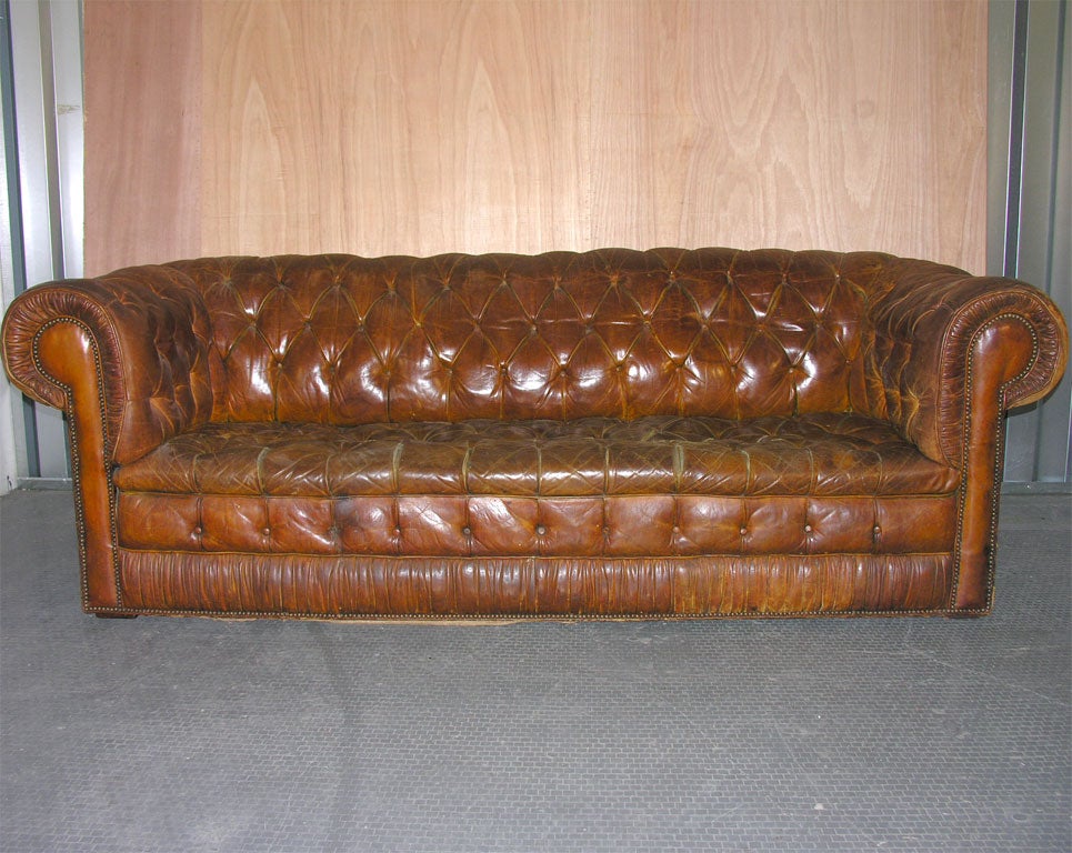 1940s Country House Leather Sofa