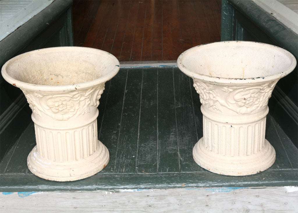 Pair French Cast Iron Plantres