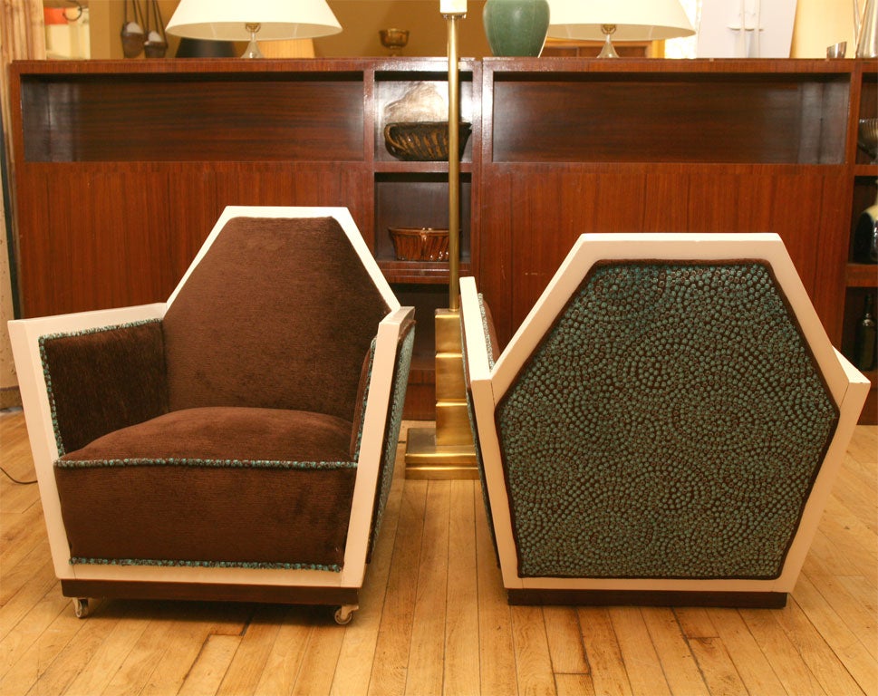 Lacquered Pair of Club Chairs