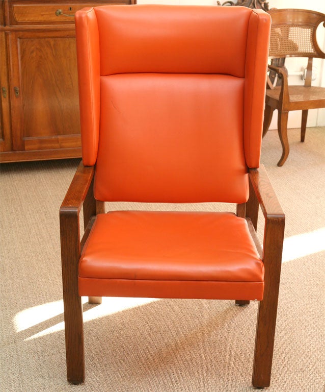 Mid-20th Century An Orange Swedish Wing Chair