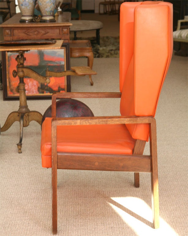 Wood An Orange Swedish Wing Chair