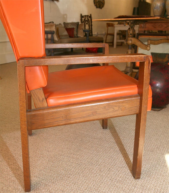An Orange Swedish Wing Chair 4