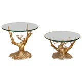 Pair of Solid Bronze Bonsai Tree End Tables