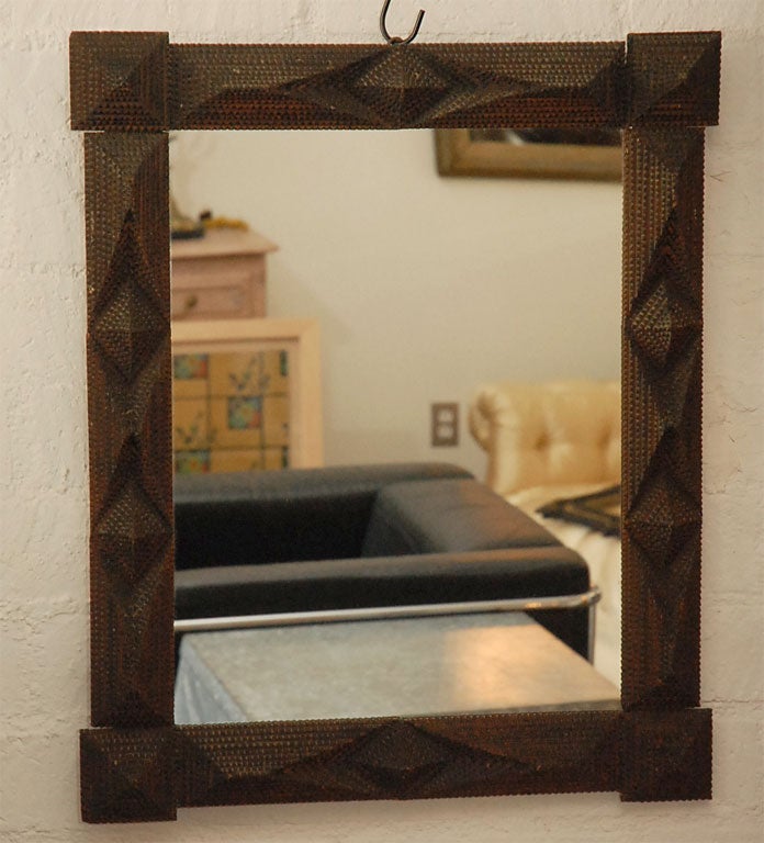 Tramp Art Frame with Mirror