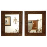 Pair of Tramp Art Frames with Mirrors