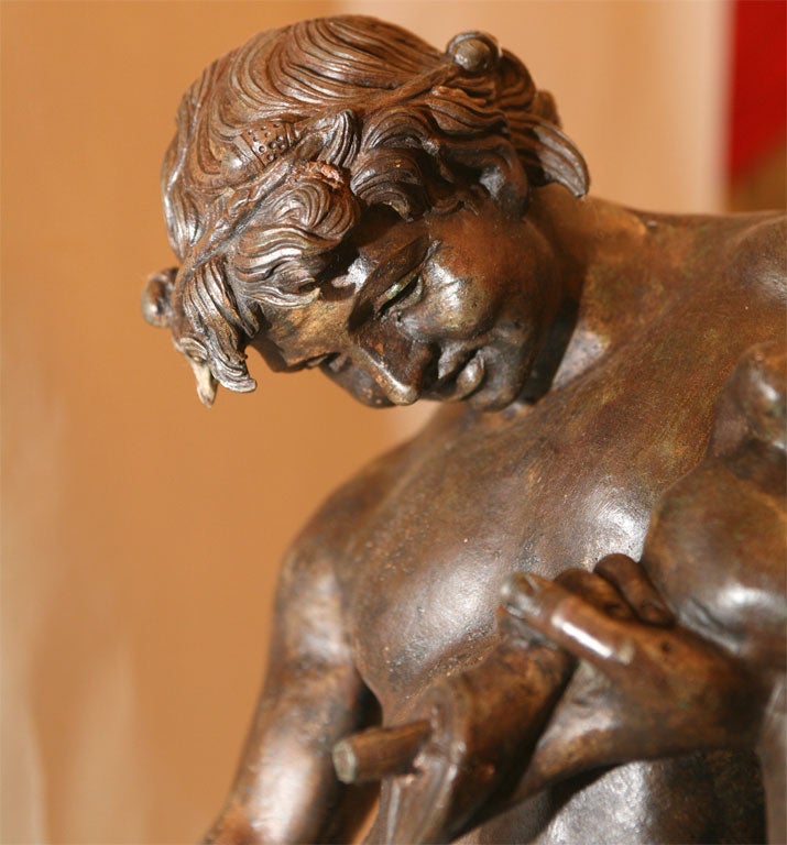 Bronze of young Faun with Wine sack 3