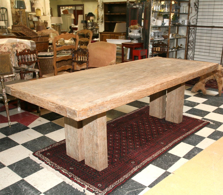 Bleached Teak Wood Dining Table