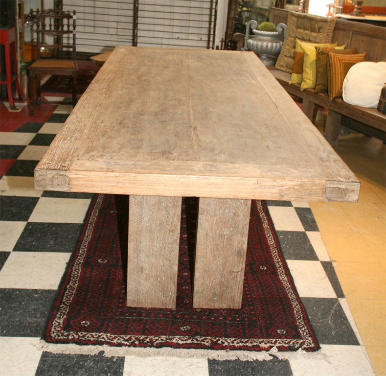 Bleached Teak Wood Dining Table In Excellent Condition In Sheffield, MA