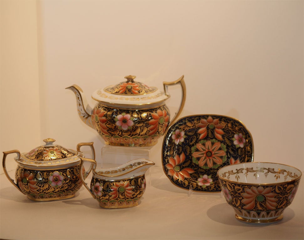 19th C. Spode Hand Painted Imari Tea Set 4