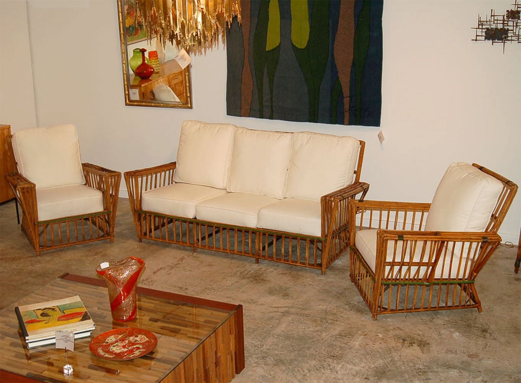 Fine & Rare 3 Piece Split Reed  Living Room Suite
