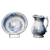 Antique Staffordshire Bowl and Pitcher