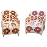 Pair of African Beaded Club Chairs