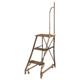 C. 1900 French Iron & Wood Library Ladder