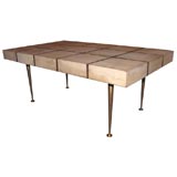 Terrific South American Leather-Top Coffee Table