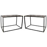 Pair of Contemporary Console Tables with Specimen Marble Tops