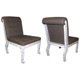 Pair of Contemporary Slipper Chairs After Marc Du Plantier