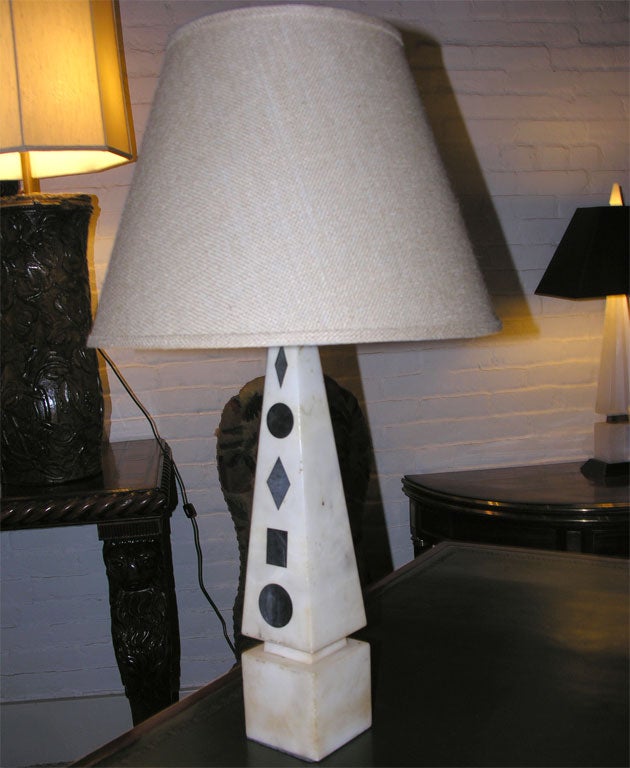 1920'S White and Black Marble Obelisk