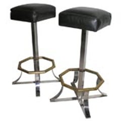 Pair of Chic Swivel Bar Stools by Maison Jansen 11