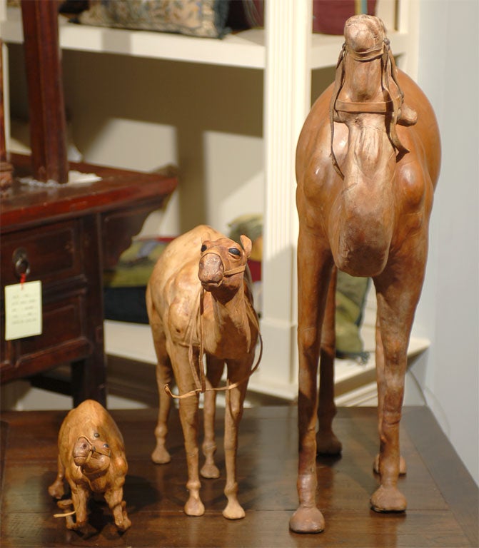 Set of Three Leather Camels 3