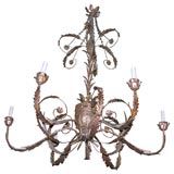 Large 6-Arm Neoclassic Chandelier in Tole