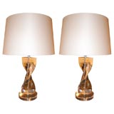Pair of lucite lamps