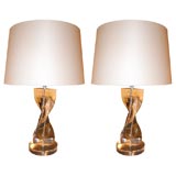 Pair of lucite lamps