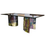 Dining Table with Welded Metal Bases by Paul Evans (signed)