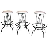 Set of 3 Sculptural Bar Stools with Revolving Seats