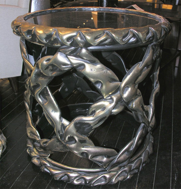 Pair of Occasional Tables in Gold and Black Resin