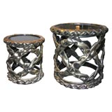 Pair of Occasional Tables in Gold and Black Resin