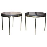 Used Pair of Occasional Tables in Bronze with Granite Tops