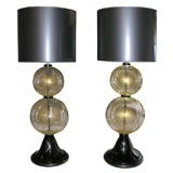 Pair of Barovier Glass Sphere Lamps