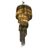 Champagne Crystal Spiral Chandelier by Venini for Camer Glass