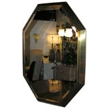 Lacquered Brass Octoganal Beveled Mirror by Karl Springer