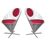 A Pair of Wire Cone chairs by Verner Panton