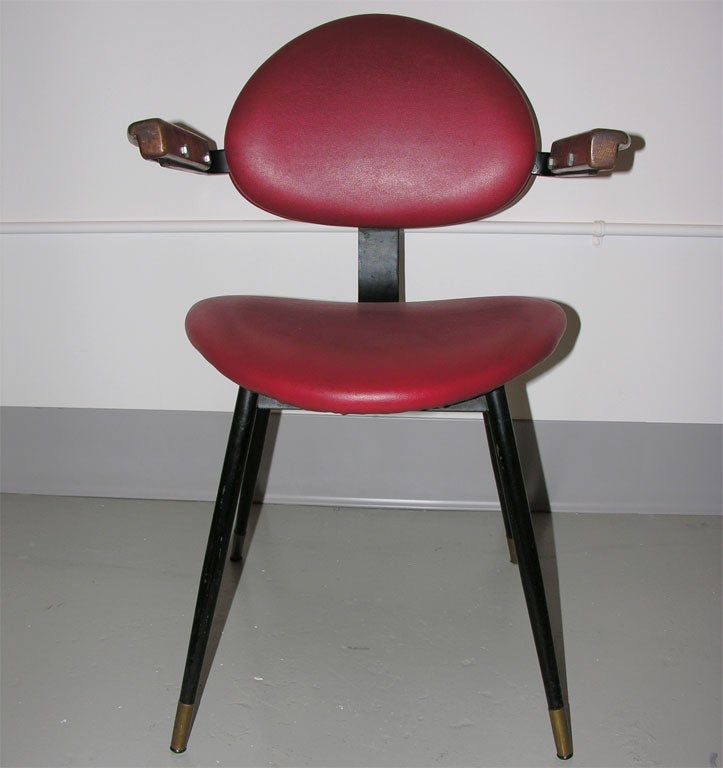 Carlo Mollino chair and matching stool In Good Condition For Sale In New York, NY