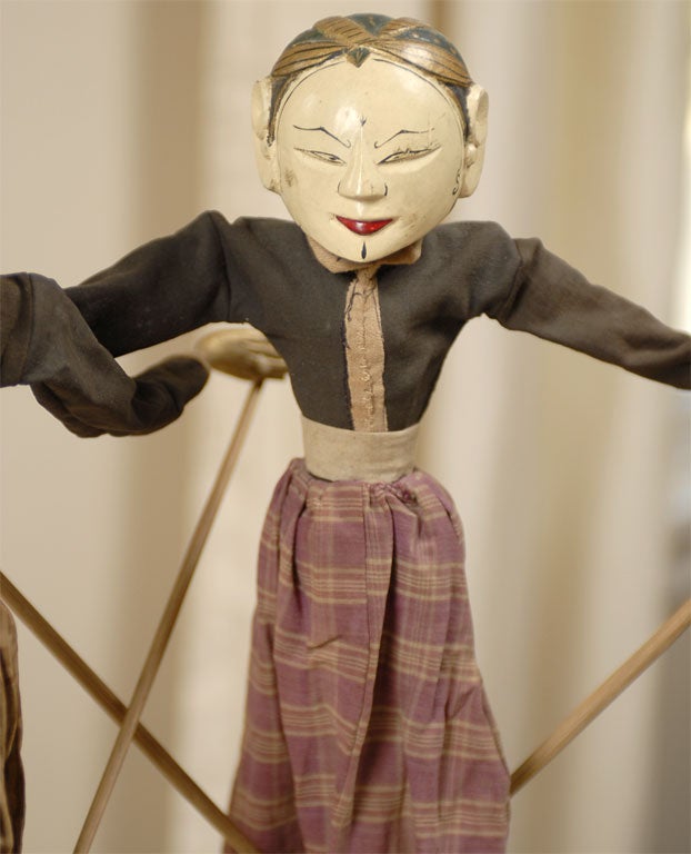 Wood Pair of Early 20th Century Indonesian Puppets