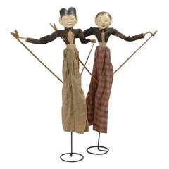 Antique Pair of Early 20th Century Indonesian Puppets