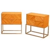 Rattan nightstands with chrome bases