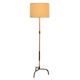 Jacques Adnet Floor Light  with Leather Detail