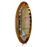 Oval Amber Glass Framed Mirror by Fontana Arte