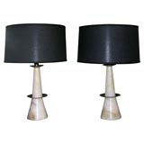 Pair of Marble and Brass Lamps