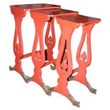Antique Chinese Export Set of Three Chinoiserie Nesting Tables