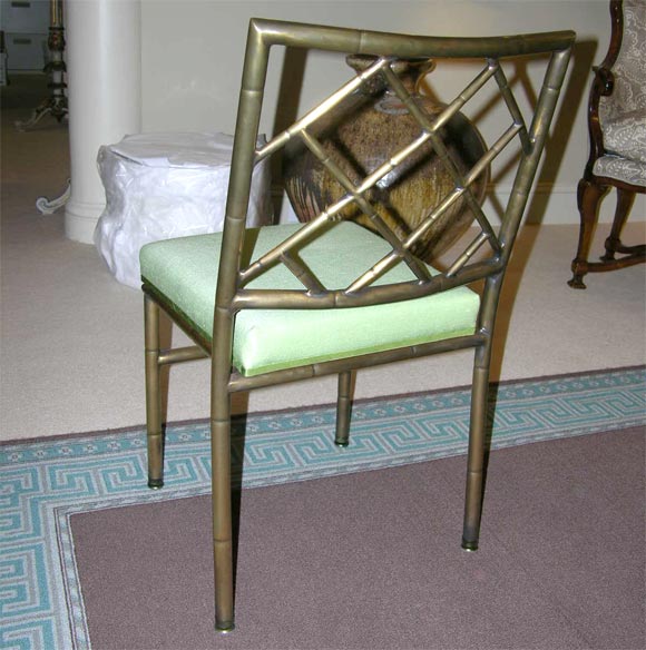 Set of 4 Faux Bamboo Brass Chairs 3