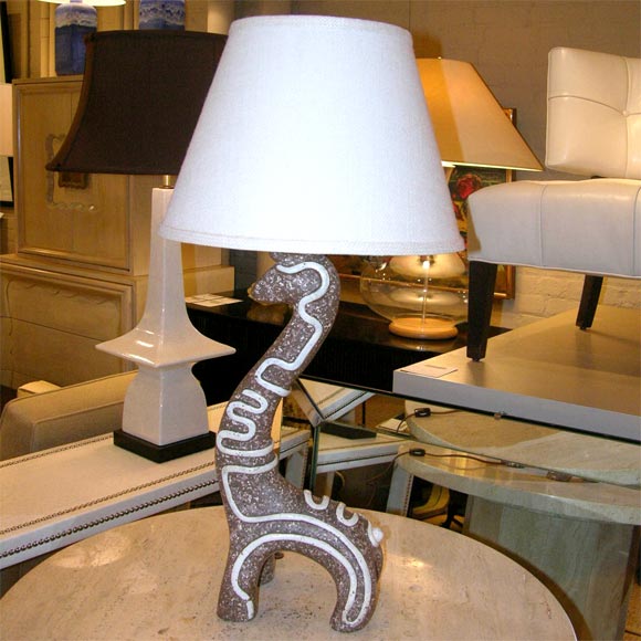 Ceramic glazed giraffe lamp