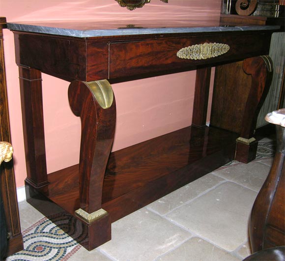 Empire Mahogany Marble Top Bronze Mounted Console, ca 1810